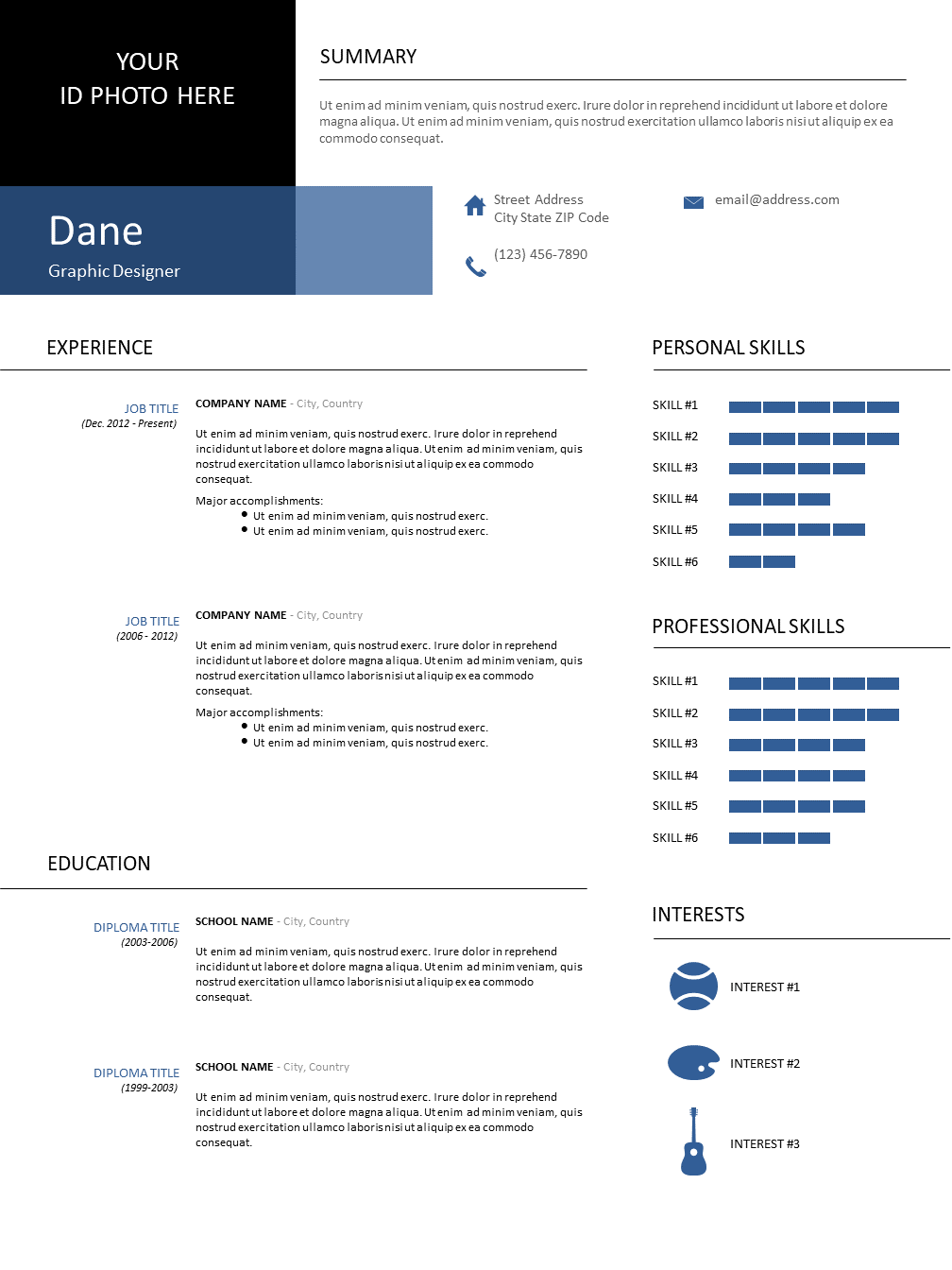 one page ppt resume template download